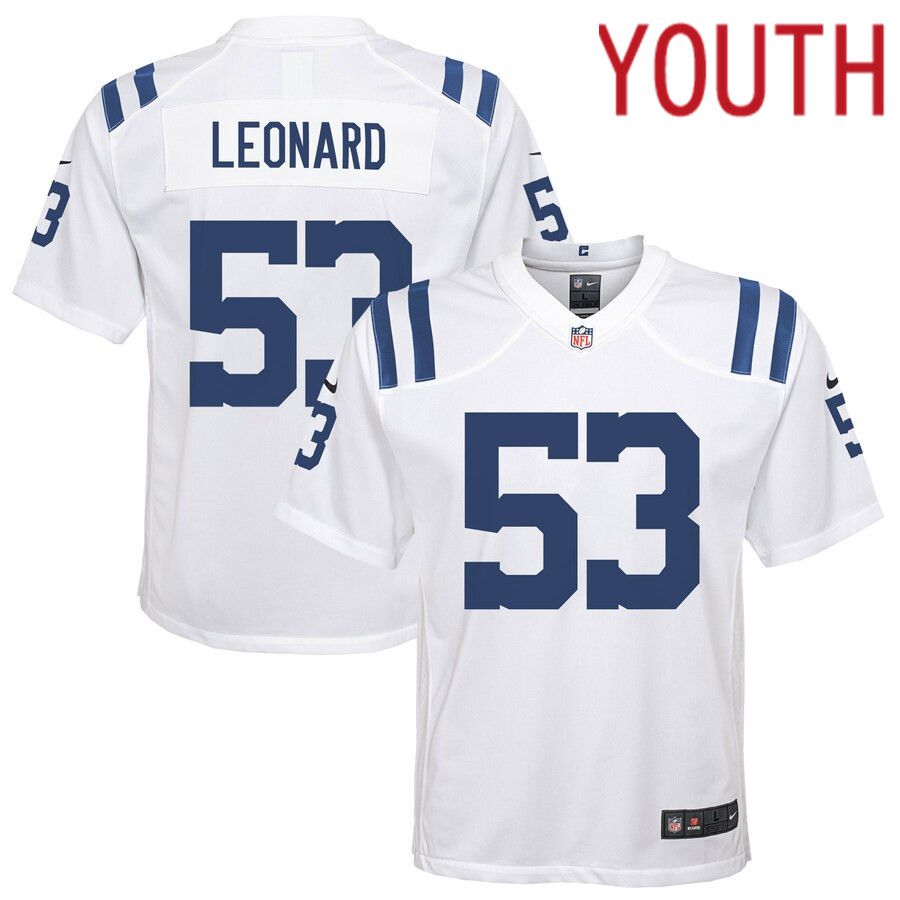 Youth Indianapolis Colts 53 Darius Leonard Nike White Game NFL Jersey